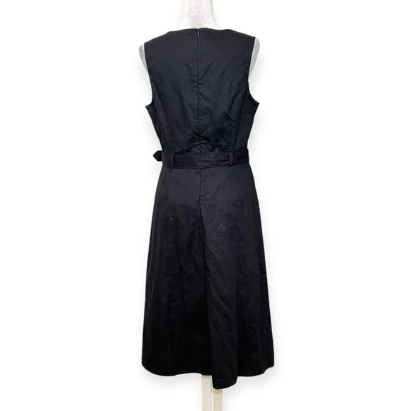Banana Republic Women's Black Linen Blend Button Midi Dress Size 10 Sleeveless - Picture 3 of 12